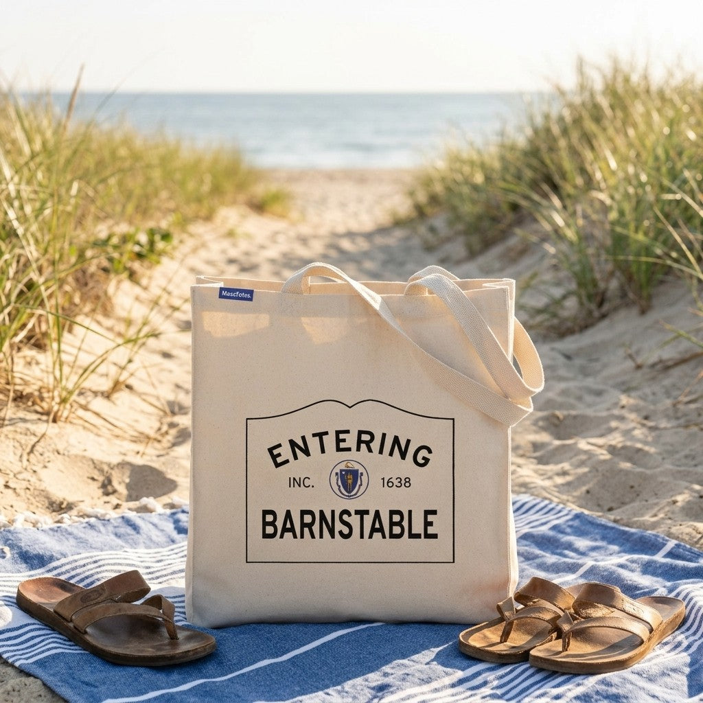 Entering Barnstable, Massachusetts Canvas Tote Bag - Outdoor In-Situ View - Scenic Atmosphere