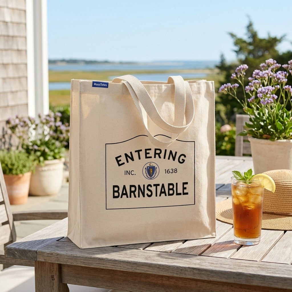 Entering Barnstable, Massachusetts Canvas Tote Bag - Everyday In-Situ View - Sunlit Environment