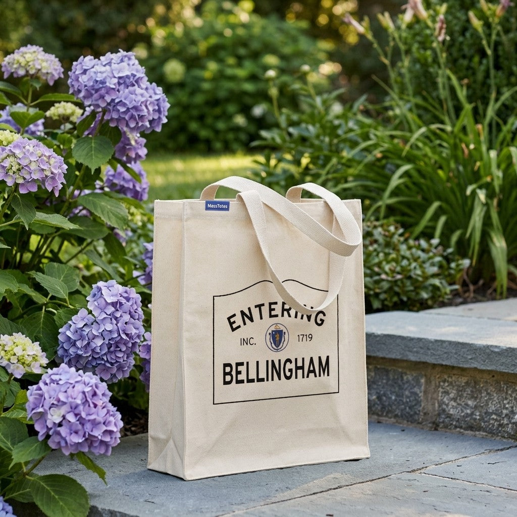 Entering Bellingham, Massachusetts Canvas Tote Bag - Outdoor In-Situ View - Scenic Atmosphere