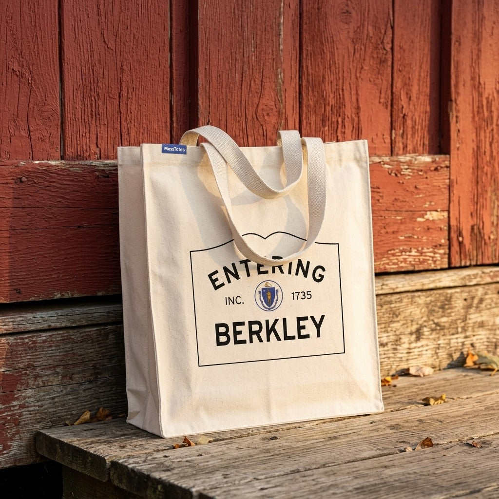Entering Berkley, Massachusetts Canvas Tote Bag - Outdoor In-Situ View - Scenic Atmosphere
