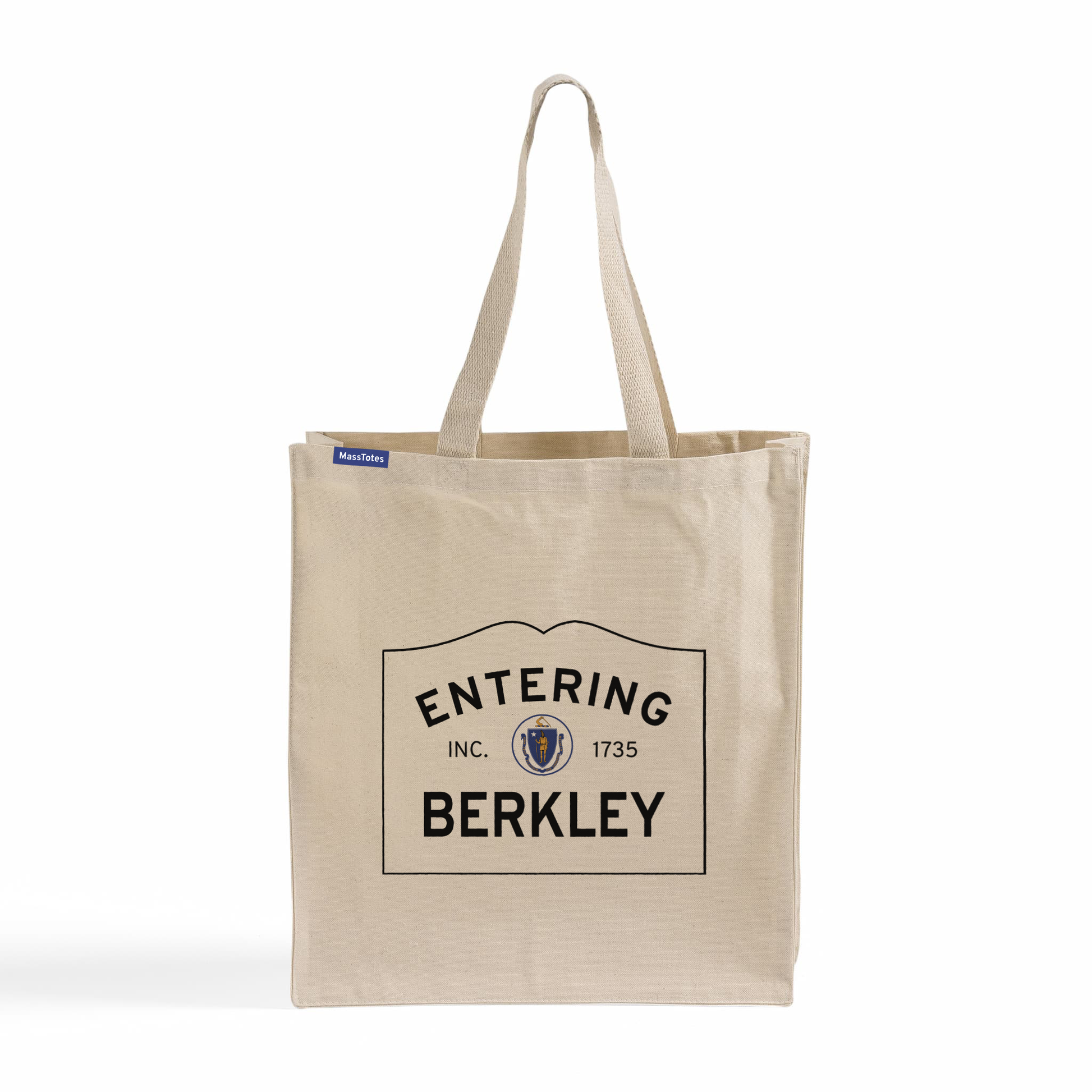 Entering Berkley, Massachusetts Canvas Tote Bag - Front View
