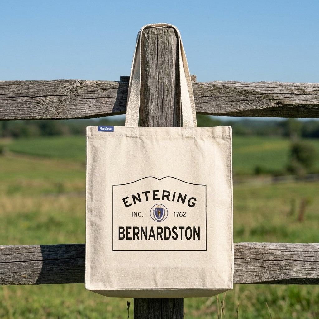 Entering Bernardston, Massachusetts Canvas Tote Bag - Lifestyle Scene - Relaxed Natural Setting