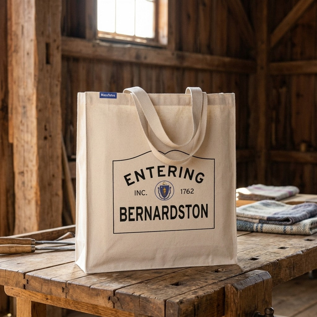 Entering Bernardston, Massachusetts Canvas Tote Bag - Outdoor In-Situ View - Scenic Atmosphere