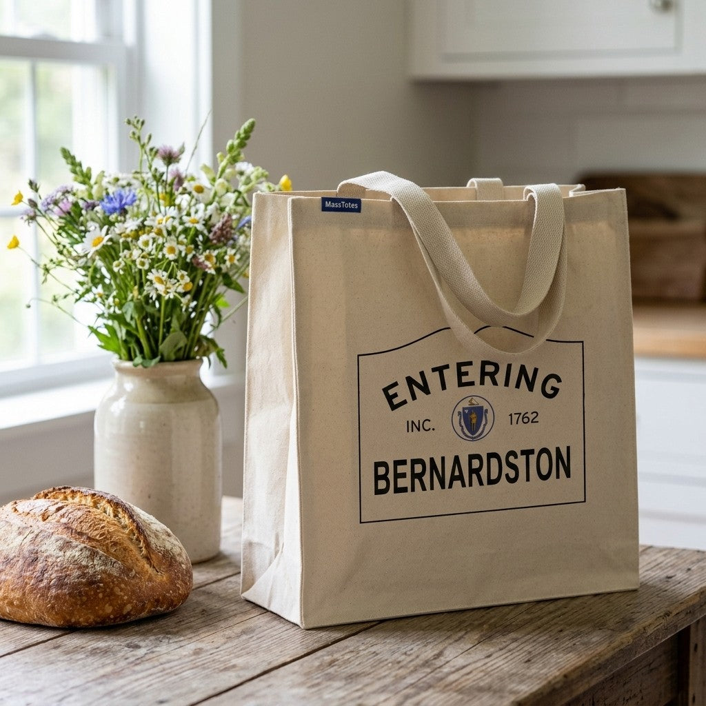 Entering Bernardston, Massachusetts Canvas Tote Bag - Everyday In-Situ View - Sunlit Environment