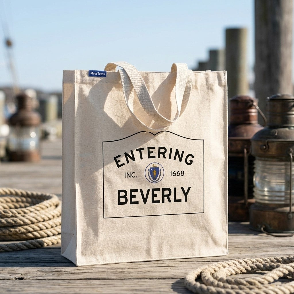 Entering Beverly, Massachusetts Canvas Tote Bag - Outdoor In-Situ View - Scenic Atmosphere