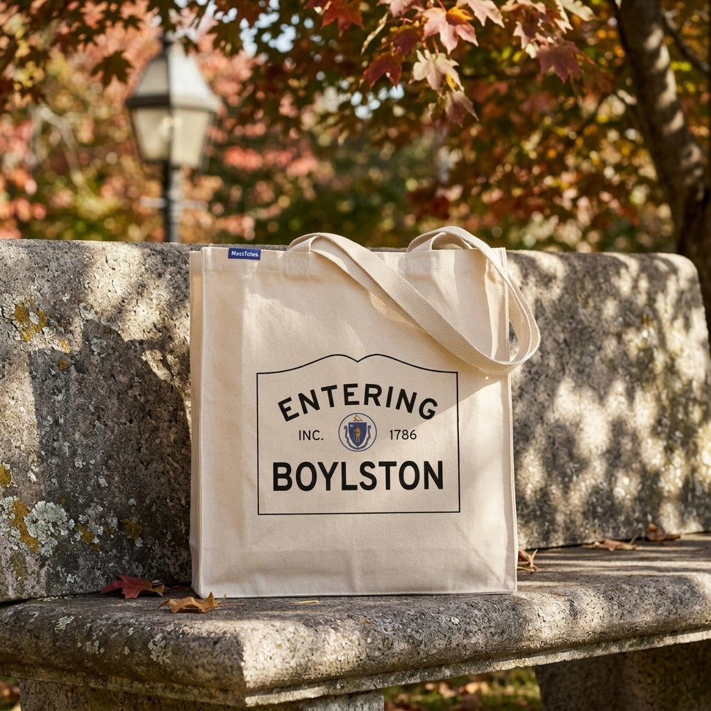 Entering Boylston, Massachusetts Canvas Tote Bag - Outdoor In-Situ View - Scenic Atmosphere