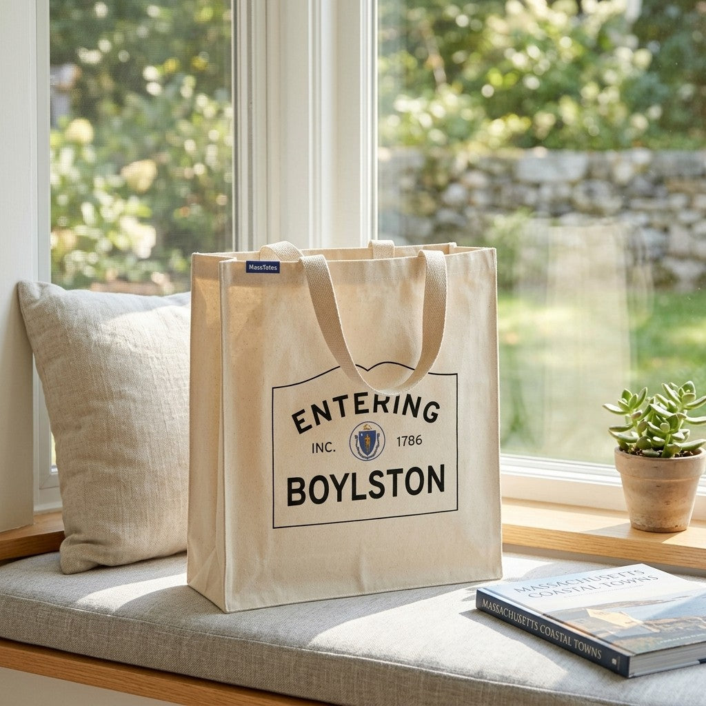 Entering Boylston, Massachusetts Canvas Tote Bag - Everyday In-Situ View - Sunlit Environment