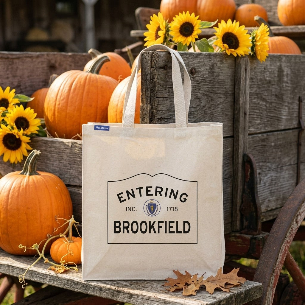 Entering Brookfield, Massachusetts Canvas Tote Bag - Outdoor In-Situ View - Scenic Atmosphere