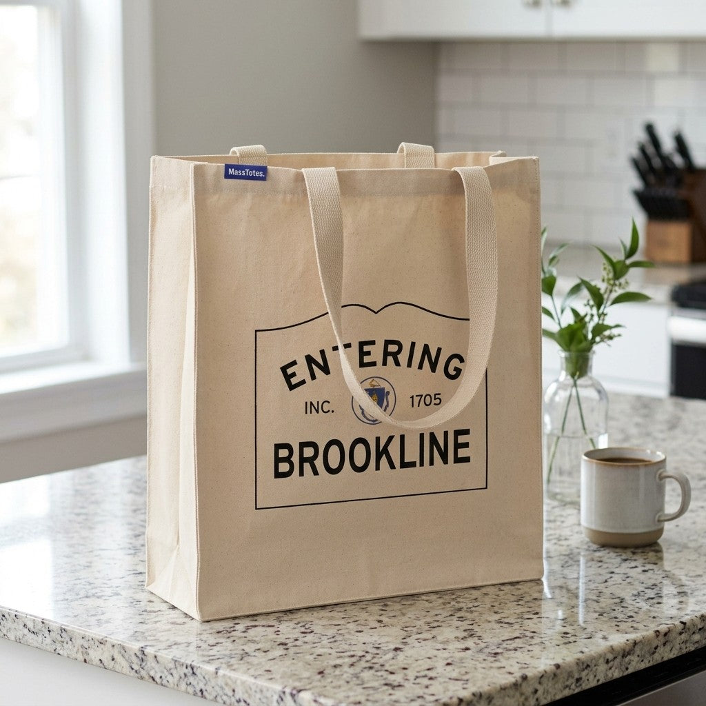 Entering Brookline, Massachusetts Canvas Tote Bag - Outdoor In-Situ View - Scenic Atmosphere