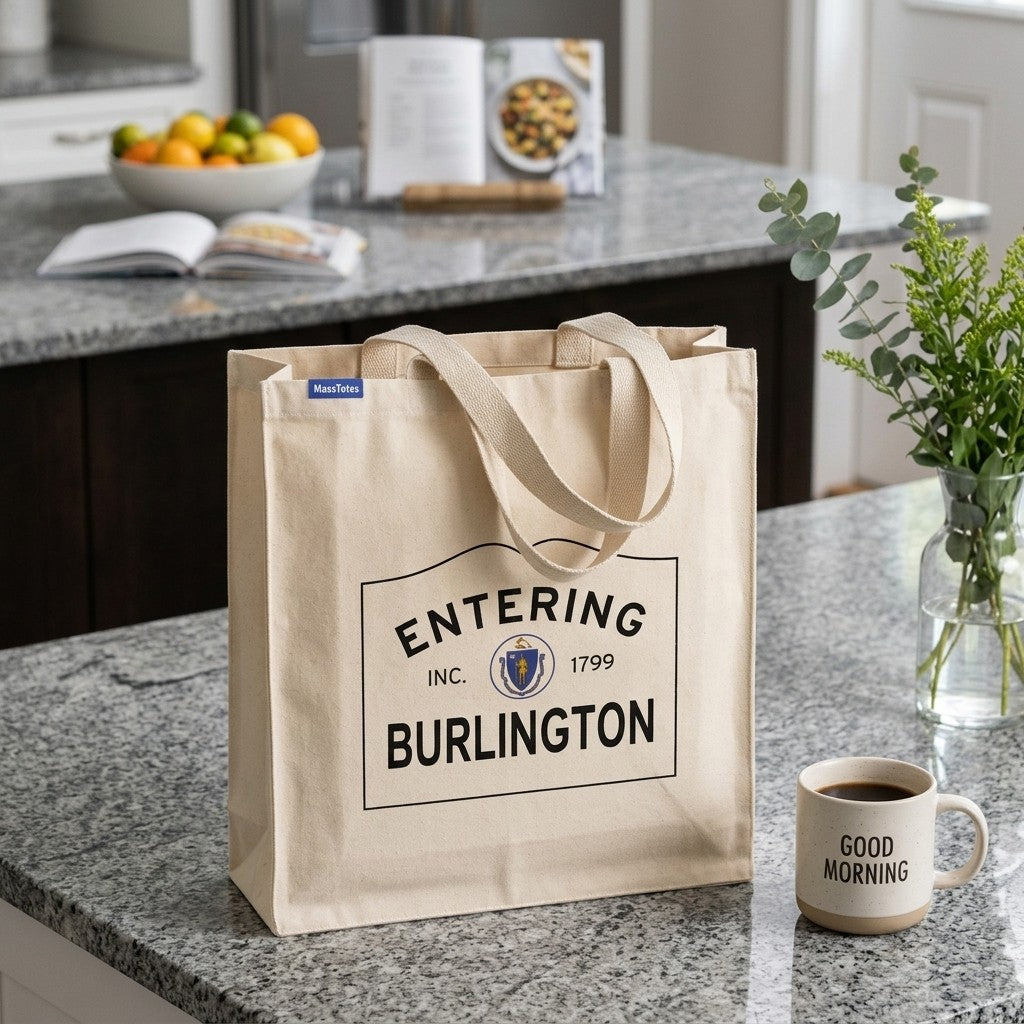 Entering Burlington, Massachusetts Canvas Tote Bag - Everyday In-Situ View - Sunlit Environment