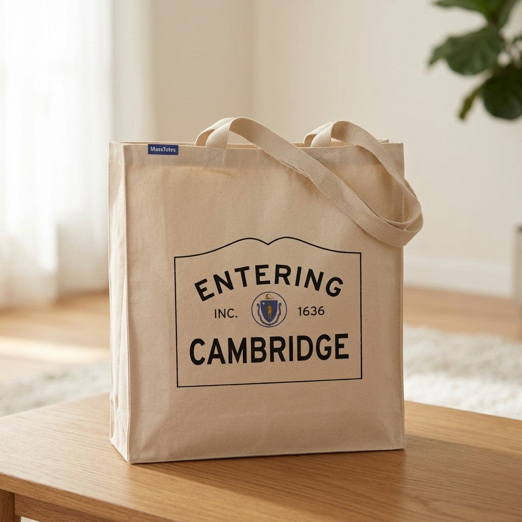 Entering Cambridge, Massachusetts Canvas Tote Bag - Outdoor In-Situ View - Scenic Atmosphere