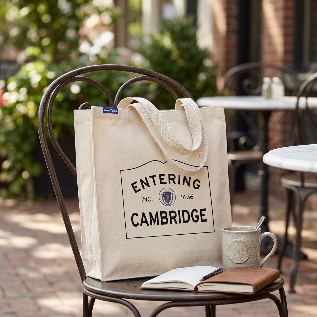 Entering Cambridge, Massachusetts Canvas Tote Bag - Everyday In-Situ View - Sunlit Environment