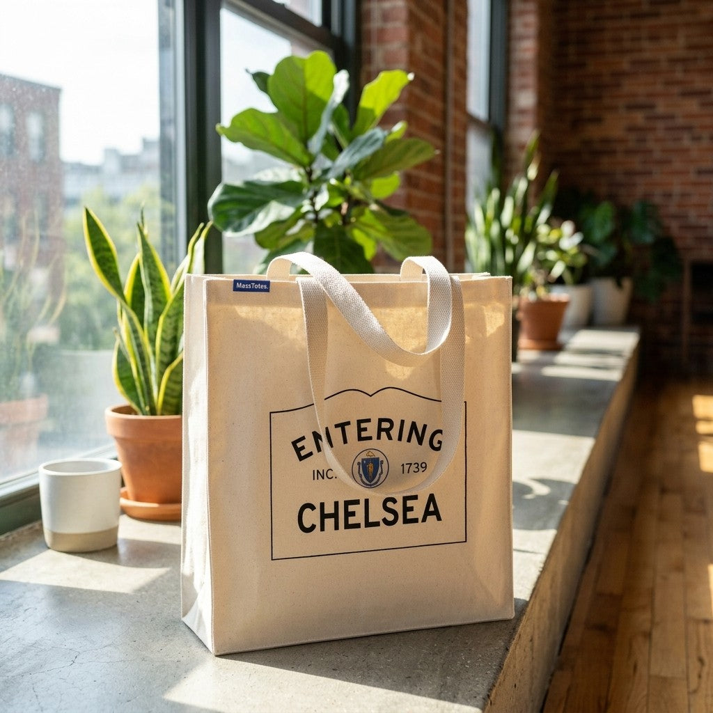 Entering Chelsea, Massachusetts Canvas Tote Bag - Outdoor In-Situ View - Scenic Atmosphere