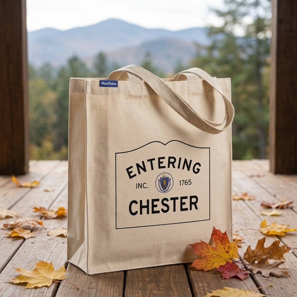 Entering Chester, Massachusetts Canvas Tote Bag - Outdoor In-Situ View - Scenic Atmosphere