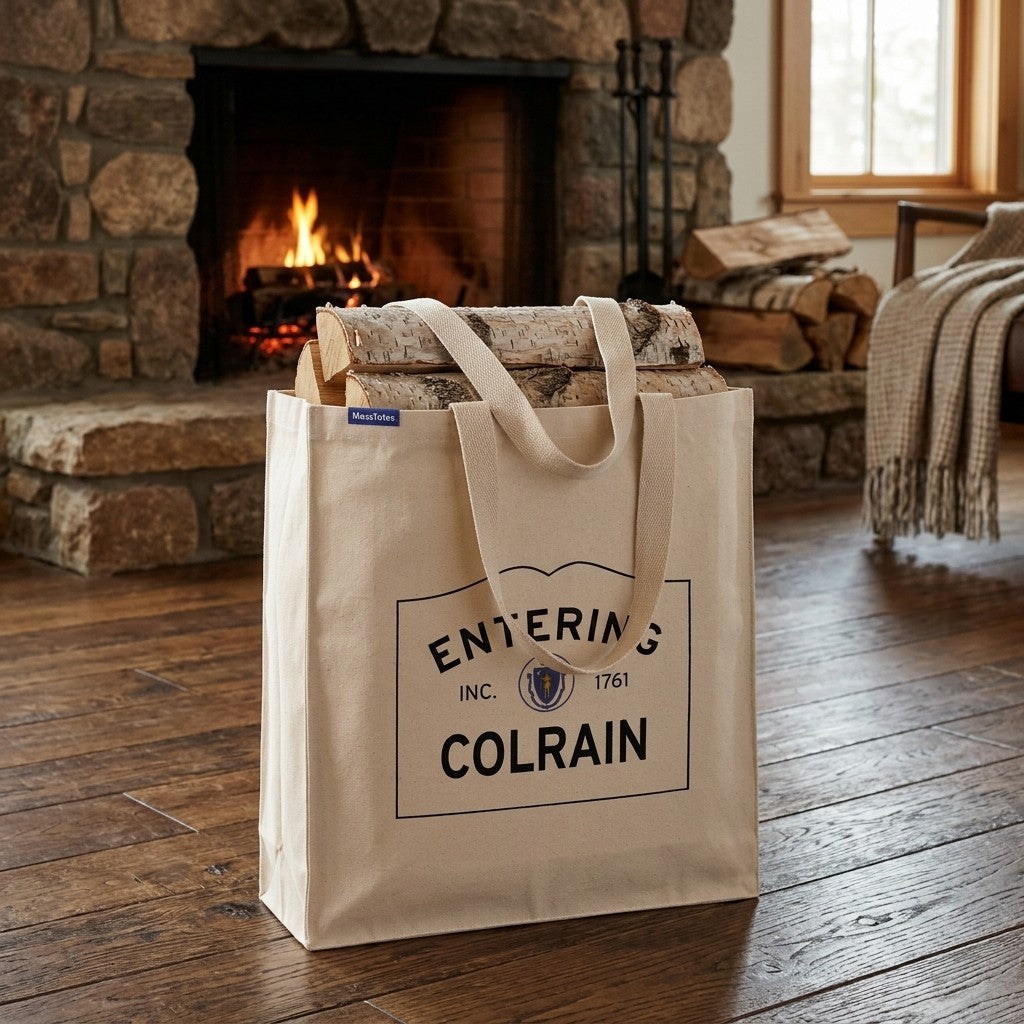 Entering Colrain, Massachusetts Canvas Tote Bag - Lifestyle Scene - Relaxed Natural Setting