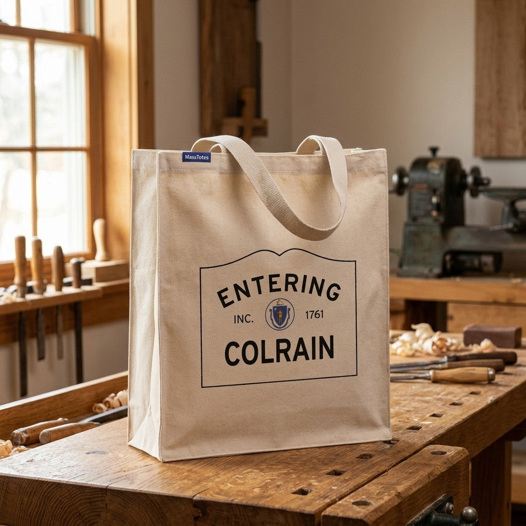 Entering Colrain, Massachusetts Canvas Tote Bag - Everyday In-Situ View - Sunlit Environment