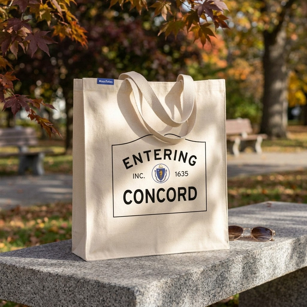 Entering Concord, Massachusetts Canvas Tote Bag - Outdoor In-Situ View - Scenic Atmosphere