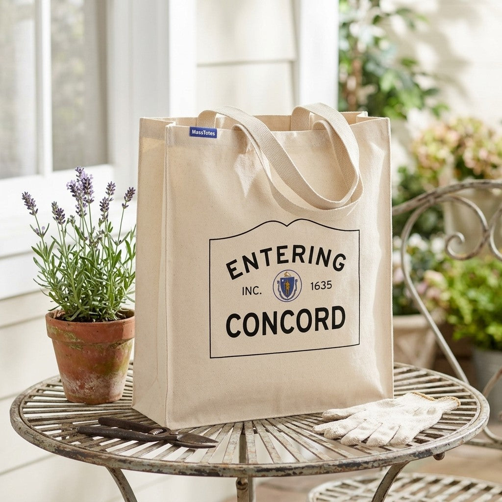 Entering Concord, Massachusetts Canvas Tote Bag - Everyday In-Situ View - Sunlit Environment