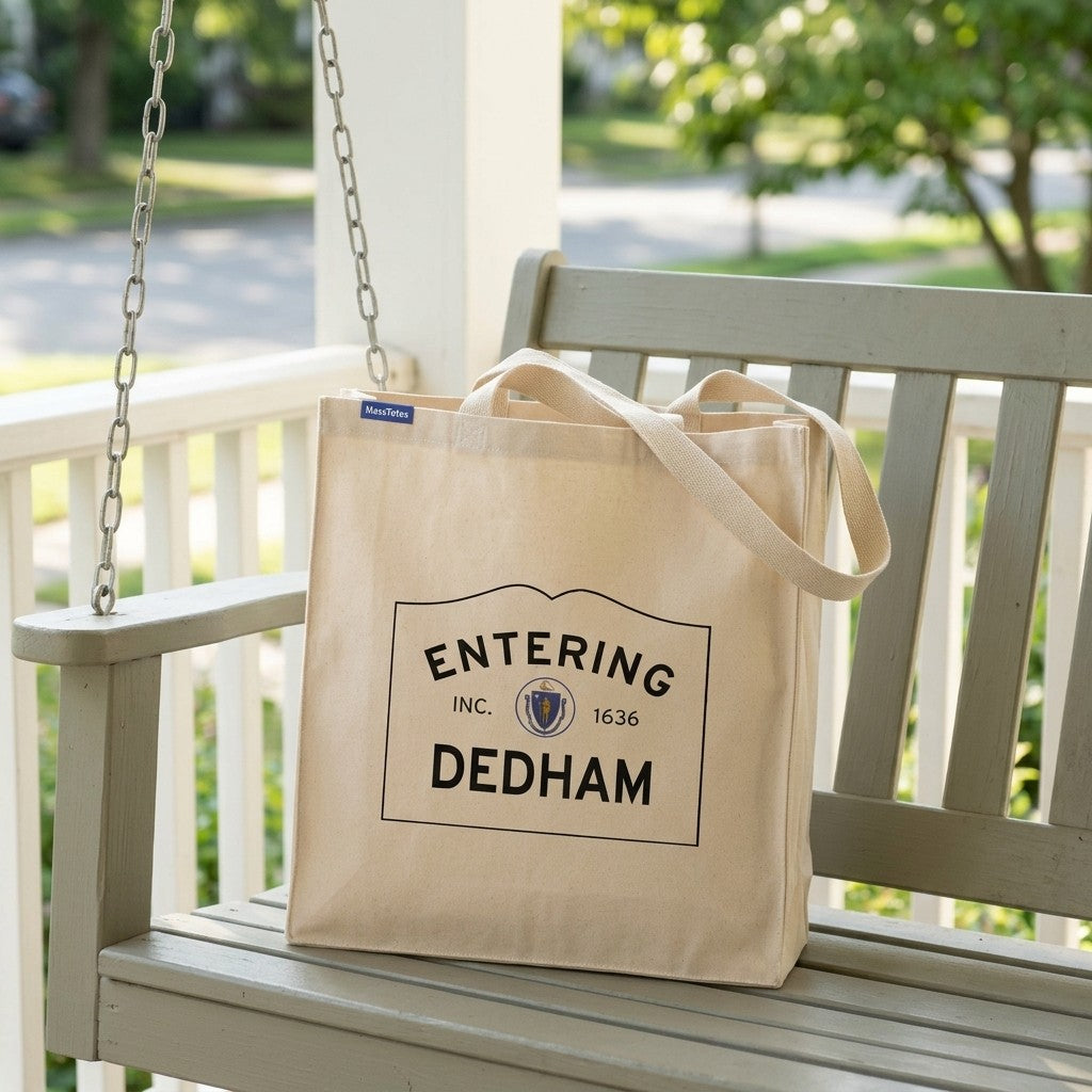 Entering Dedham, Massachusetts Canvas Tote Bag - Outdoor In-Situ View - Scenic Atmosphere