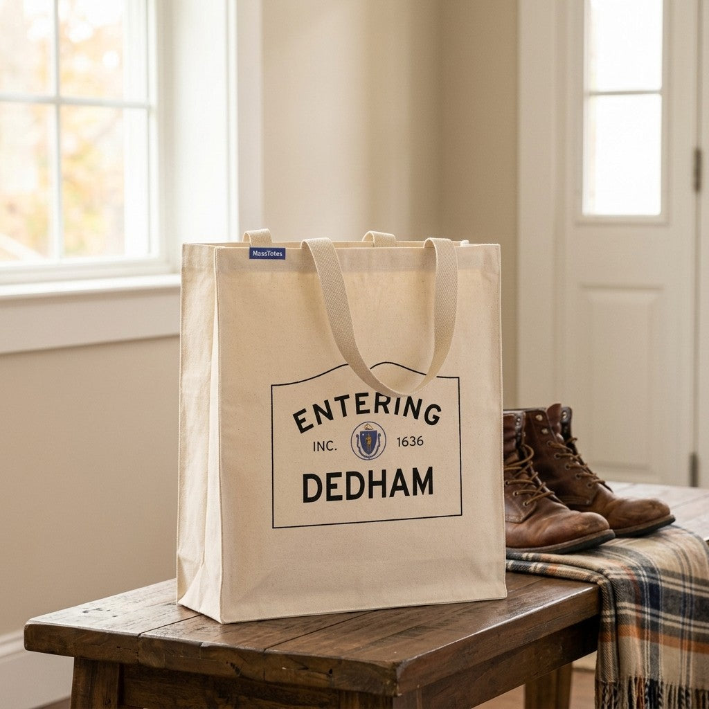 Entering Dedham, Massachusetts Canvas Tote Bag - Everyday In-Situ View - Sunlit Environment
