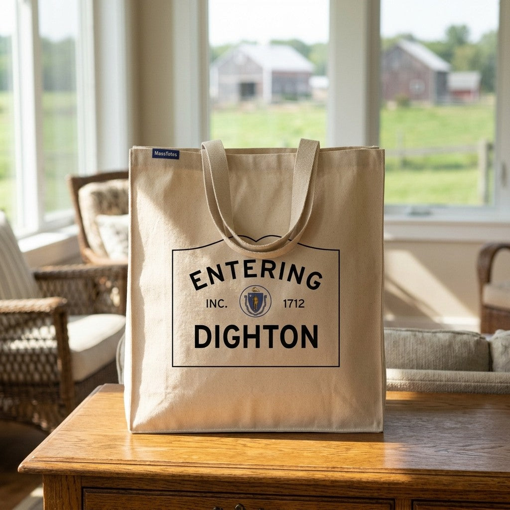 Entering Dighton, Massachusetts Canvas Tote Bag - Outdoor In-Situ View - Scenic Atmosphere