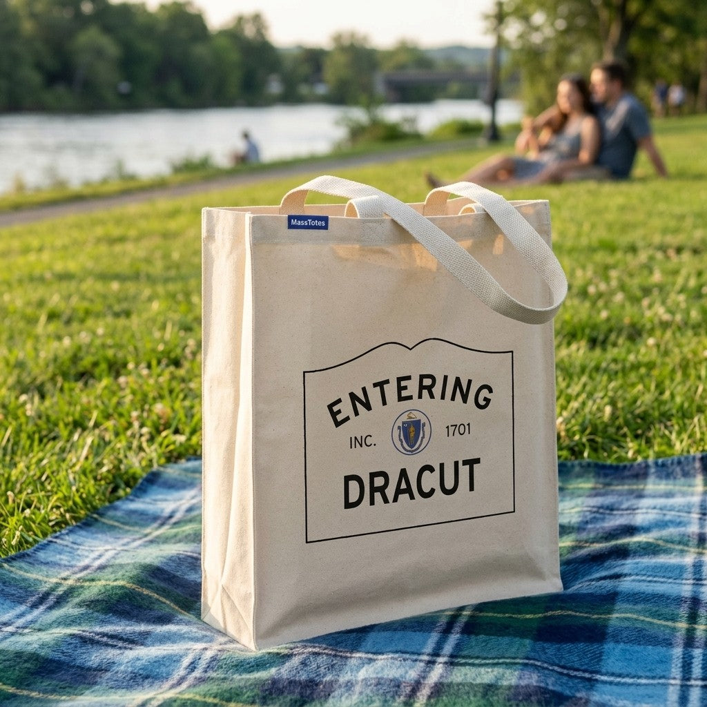 Entering Dracut, Massachusetts Canvas Tote Bag - Outdoor In-Situ View - Scenic Atmosphere