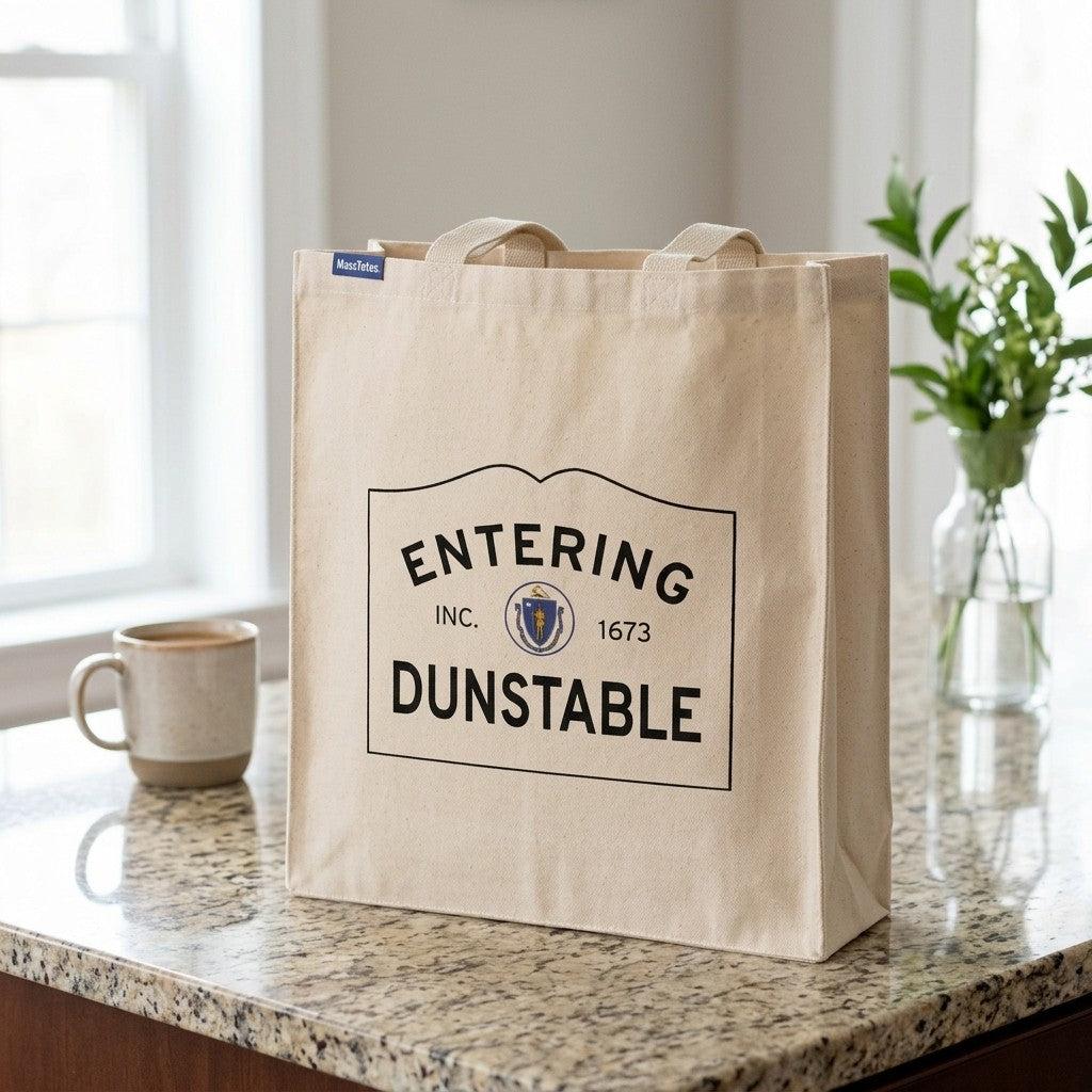 Entering Dunstable, Massachusetts Canvas Tote Bag - Outdoor In-Situ View - Scenic Atmosphere