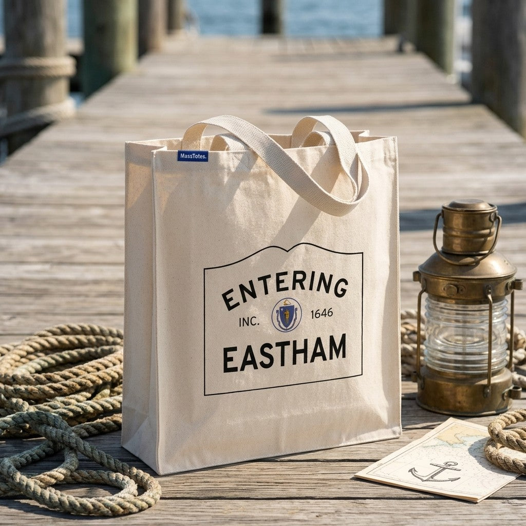 Entering Eastham, Massachusetts Canvas Tote Bag - Everyday In-Situ View - Sunlit Environment