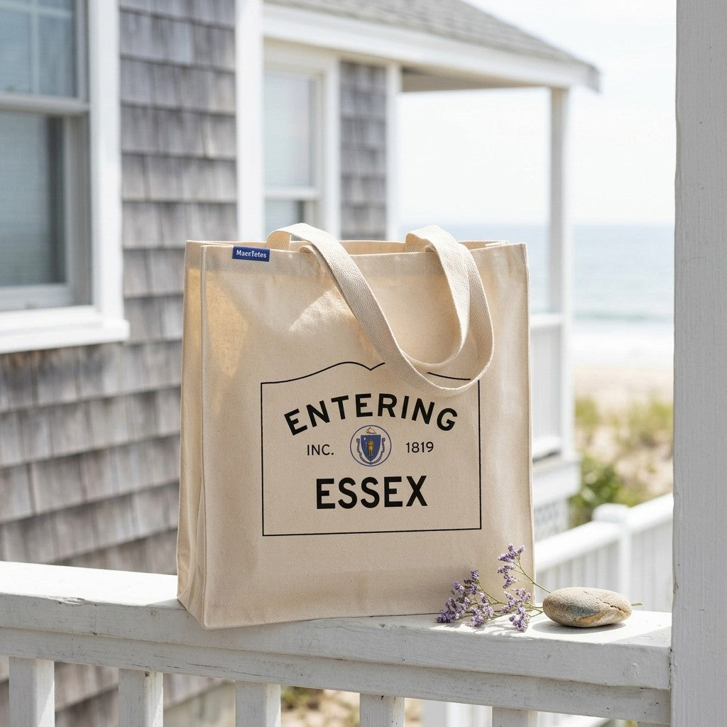 Entering Essex, Massachusetts Canvas Tote Bag - Outdoor In-Situ View - Scenic Atmosphere