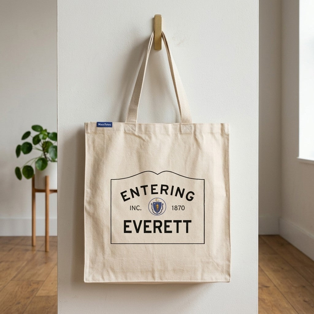 Entering Everett, Massachusetts Canvas Tote Bag - Outdoor In-Situ View - Scenic Atmosphere