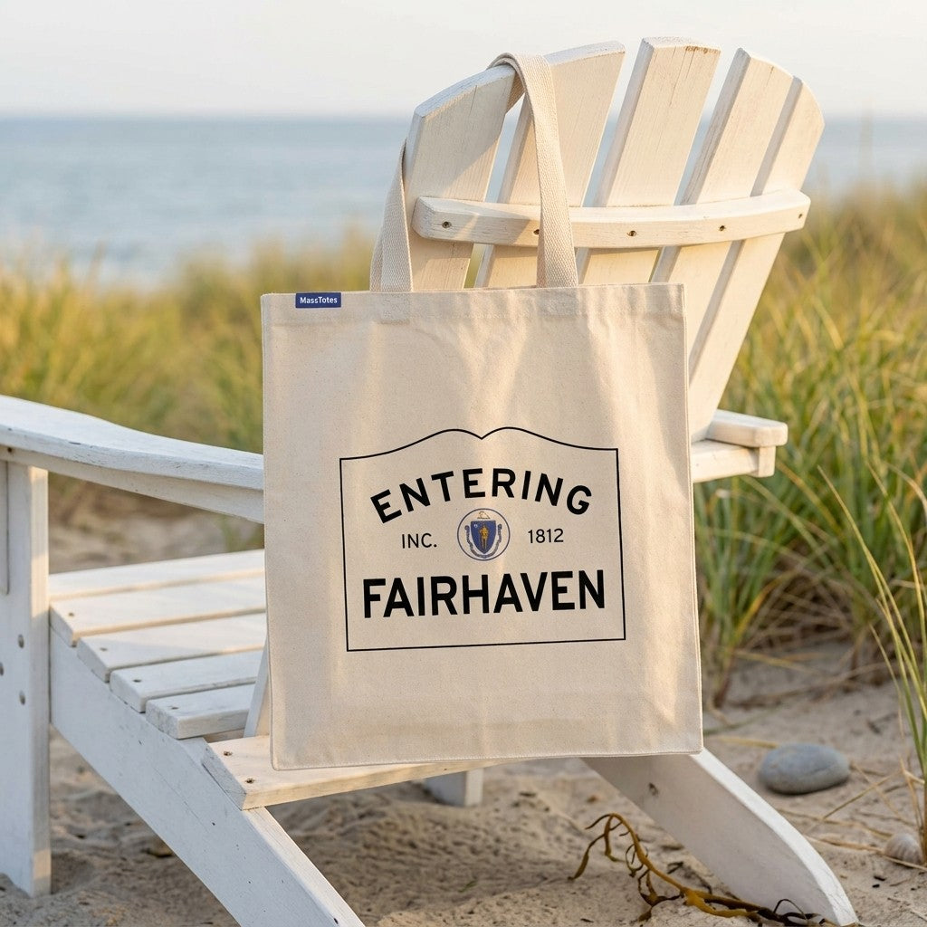 Entering Fairhaven, Massachusetts Canvas Tote Bag - Lifestyle Scene - Relaxed Natural Setting