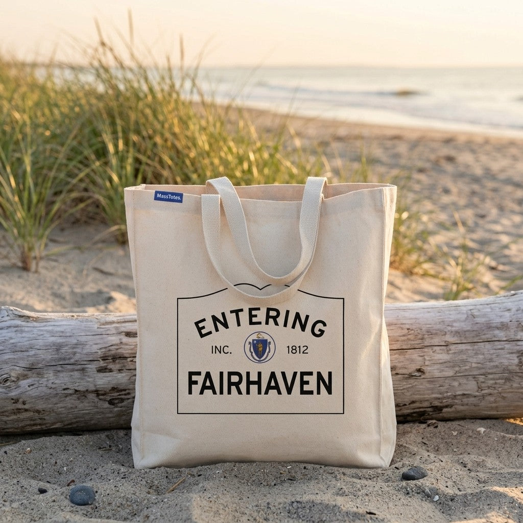 Entering Fairhaven, Massachusetts Canvas Tote Bag - Outdoor In-Situ View - Scenic Atmosphere