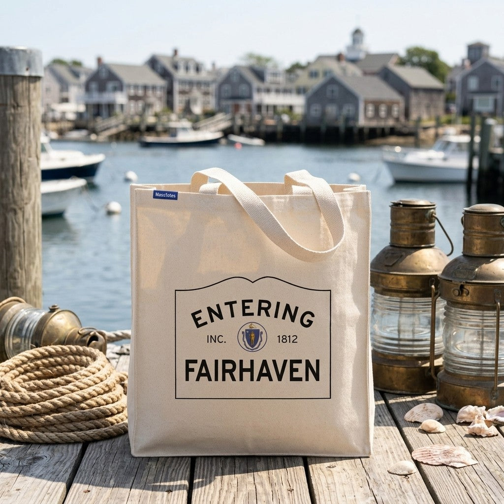 Entering Fairhaven, Massachusetts Canvas Tote Bag - Everyday In-Situ View - Sunlit Environment