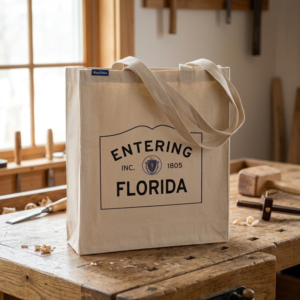 Entering Florida, Massachusetts Canvas Tote Bag - Outdoor In-Situ View - Scenic Atmosphere