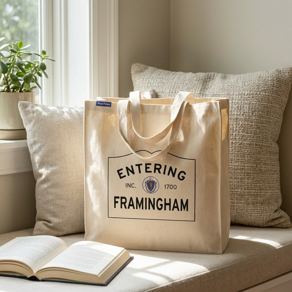 Entering Framingham, Massachusetts Canvas Tote Bag - Outdoor In-Situ View - Scenic Atmosphere