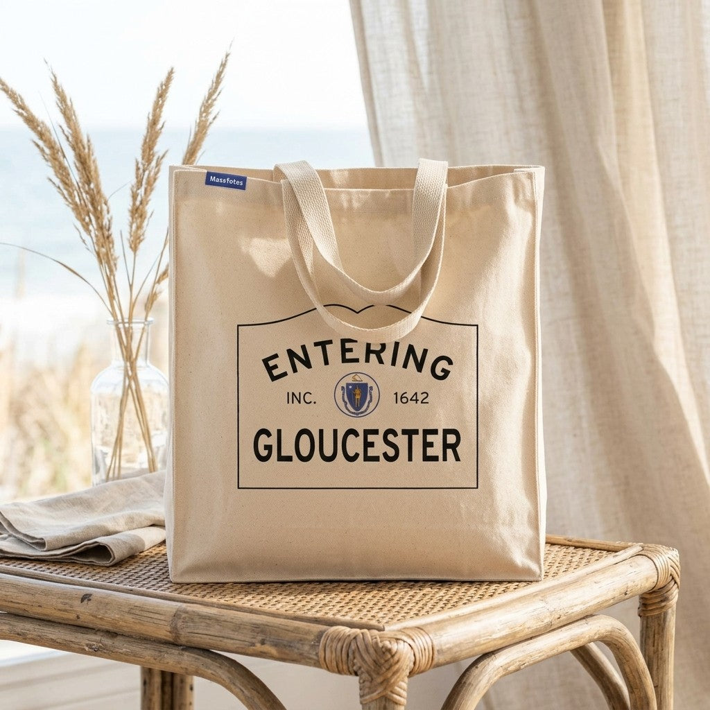 Entering Gloucester, Massachusetts Canvas Tote Bag - Everyday In-Situ View - Sunlit Environment