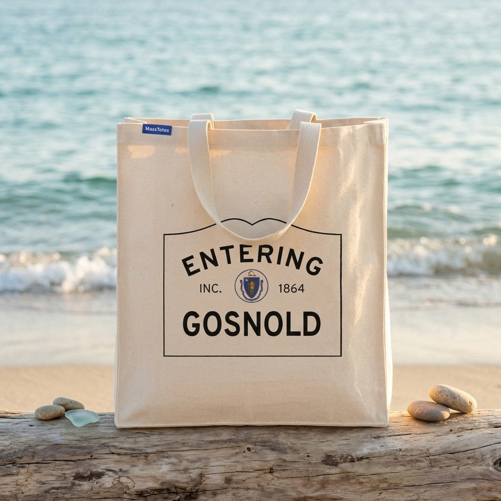 Entering Gosnold, Massachusetts Canvas Tote Bag - Everyday In-Situ View - Sunlit Environment