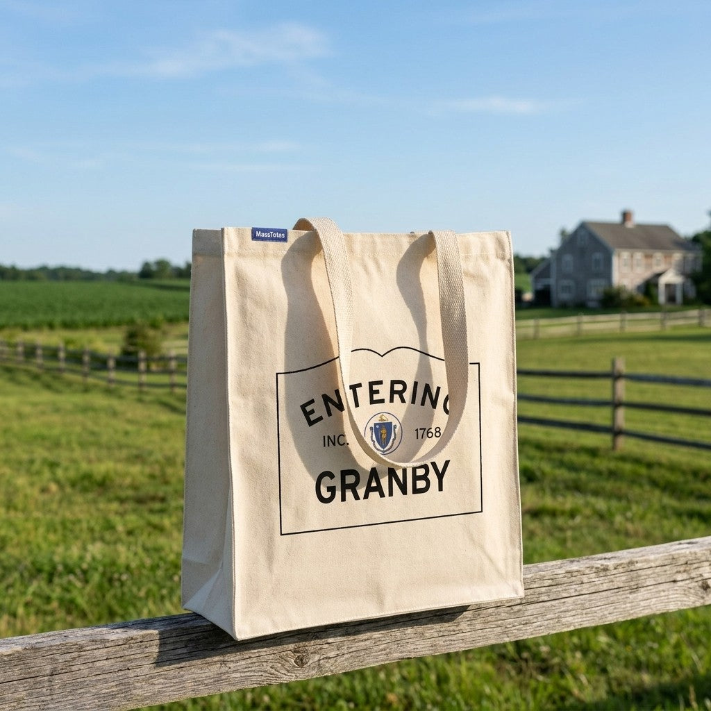 Entering Granby, Massachusetts Canvas Tote Bag - Outdoor In-Situ View - Scenic Atmosphere
