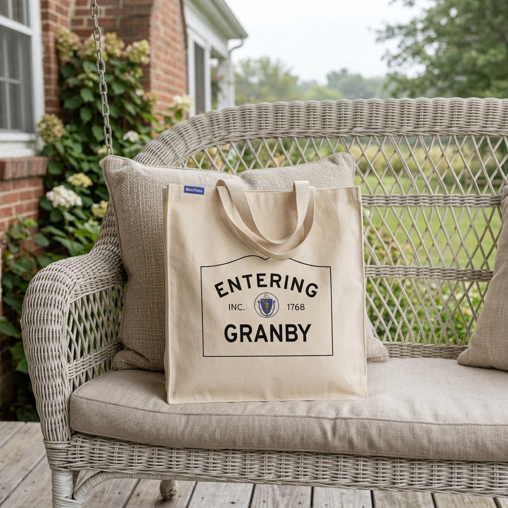 Entering Granby, Massachusetts Canvas Tote Bag - Everyday In-Situ View - Sunlit Environment