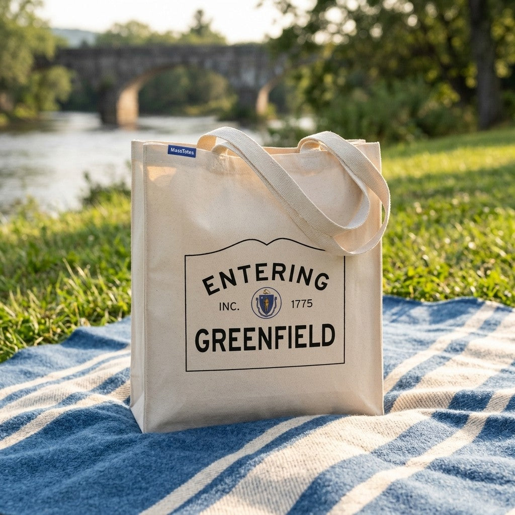 Entering Greenfield, Massachusetts Canvas Tote Bag - Outdoor In-Situ View - Scenic Atmosphere