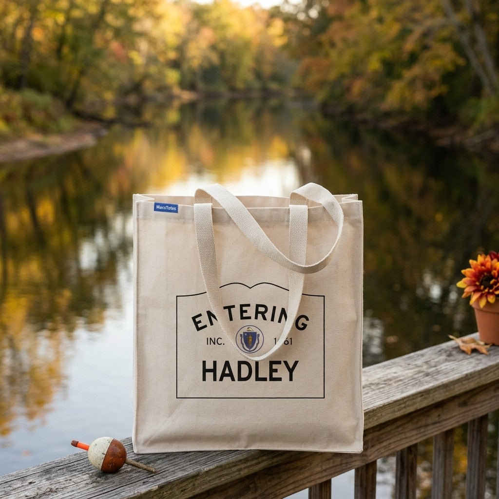 Entering Hadley, Massachusetts Canvas Tote Bag - Outdoor In-Situ View - Scenic Atmosphere