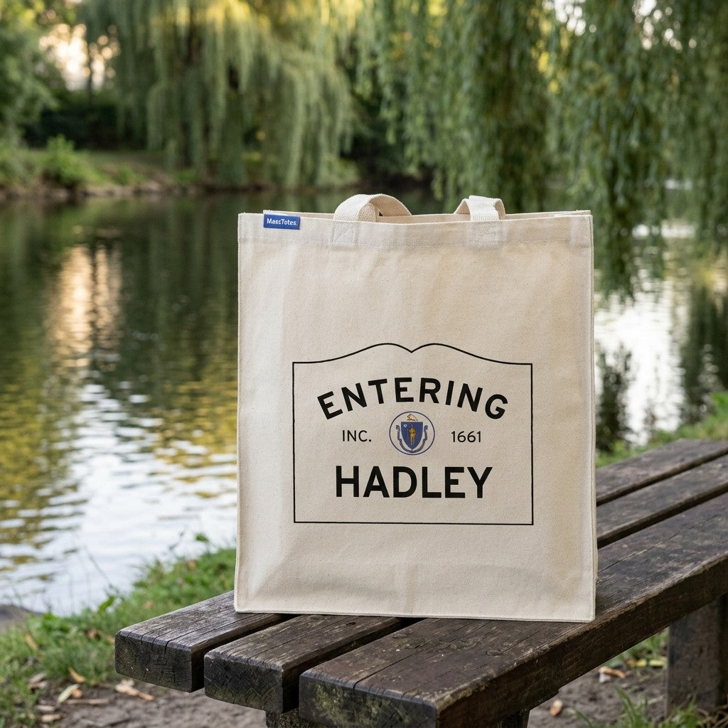 Entering Hadley, Massachusetts Canvas Tote Bag - Everyday In-Situ View - Sunlit Environment