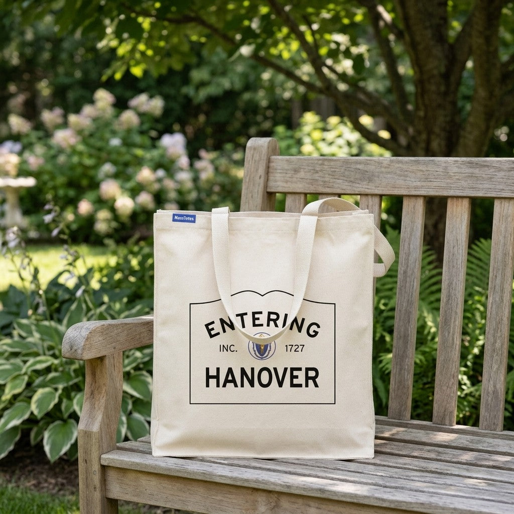 Entering Hanover, Massachusetts Canvas Tote Bag - Outdoor In-Situ View - Scenic Atmosphere