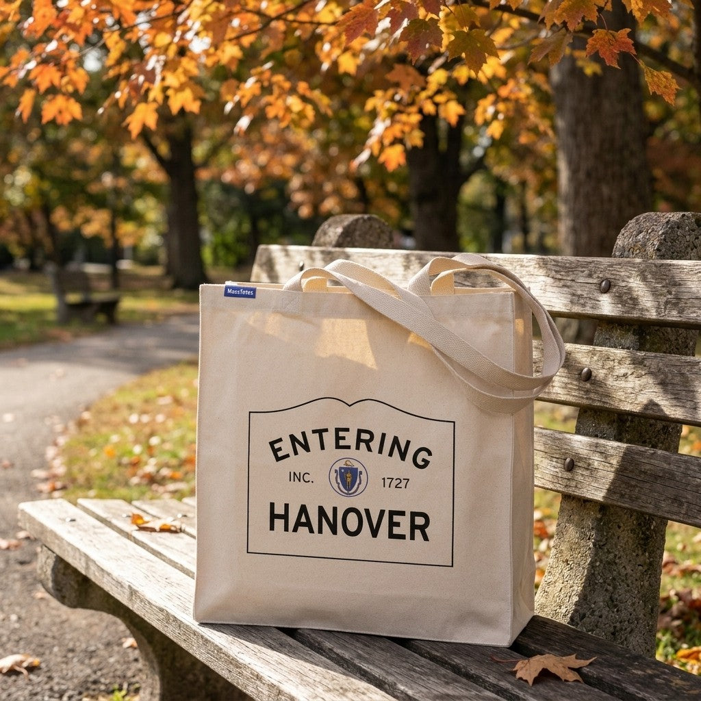 Entering Hanover, Massachusetts Canvas Tote Bag - Everyday In-Situ View - Sunlit Environment