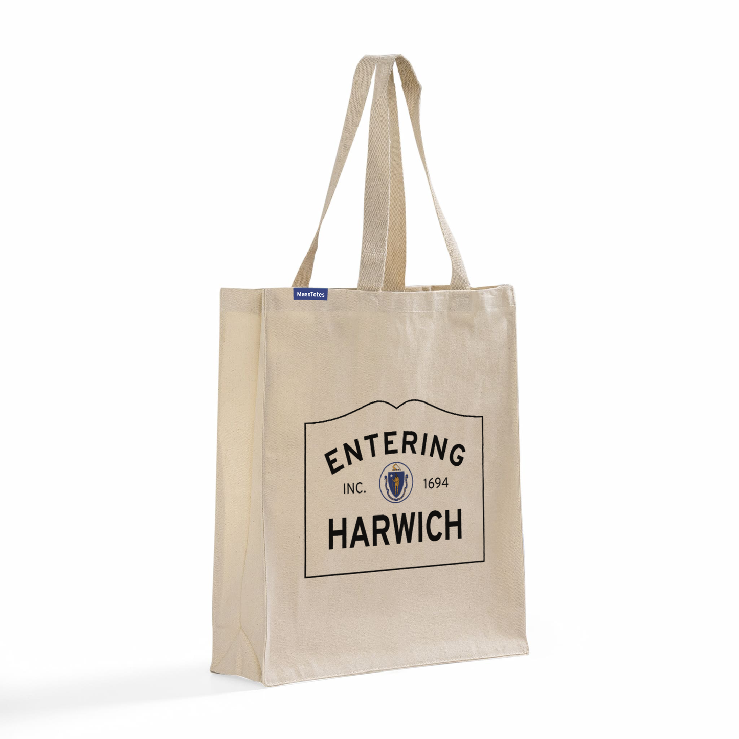 Entering Harwich, Massachusetts Canvas Tote Bag - Angled View