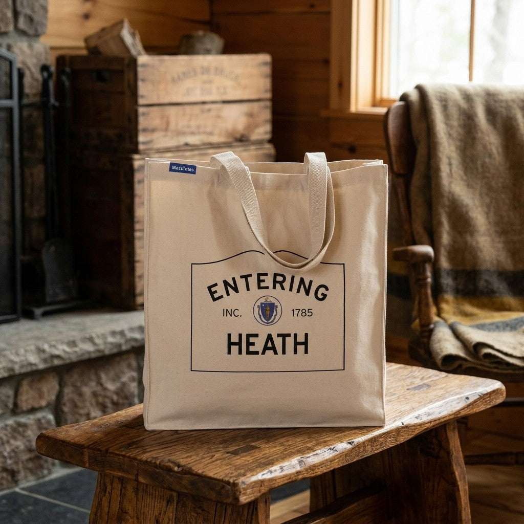 Entering Heath, Massachusetts Canvas Tote Bag - Lifestyle Scene - Relaxed Natural Setting