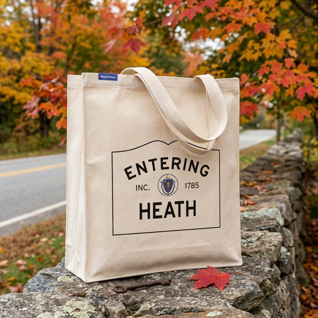 Entering Heath, Massachusetts Canvas Tote Bag - Outdoor In-Situ View - Scenic Atmosphere