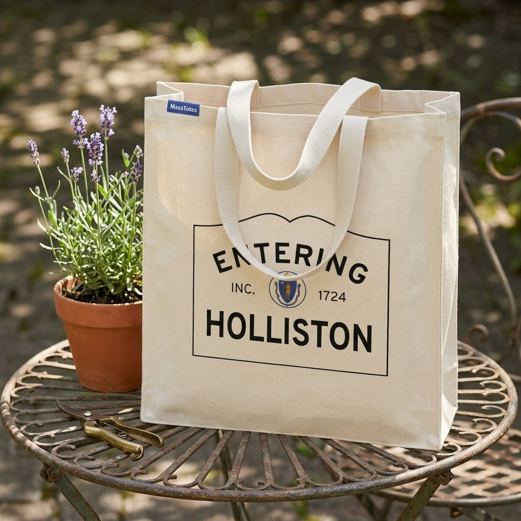 Entering Holliston, Massachusetts Canvas Tote Bag - Everyday In-Situ View - Sunlit Environment