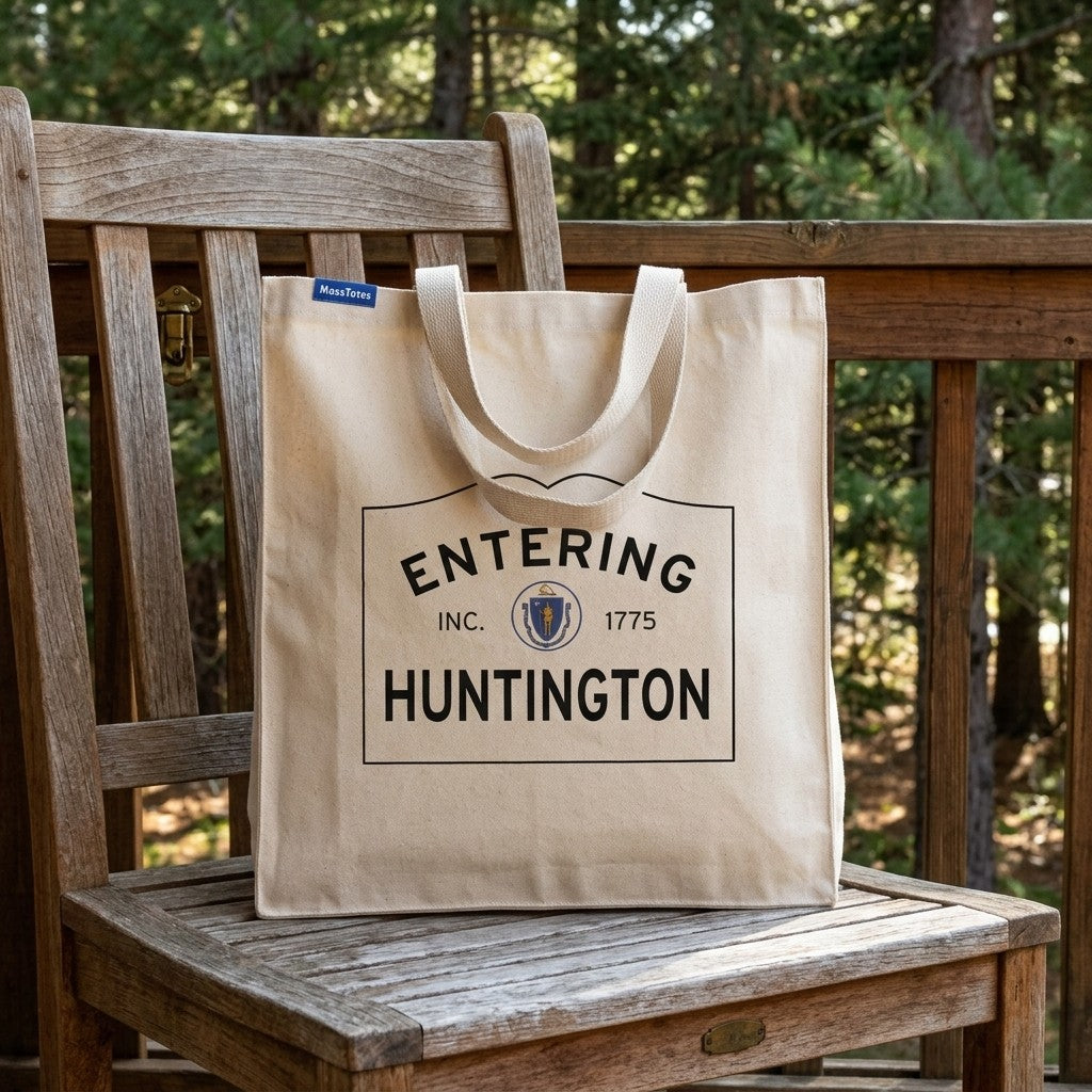 Entering Huntington, Massachusetts Canvas Tote Bag - Outdoor In-Situ View - Scenic Atmosphere