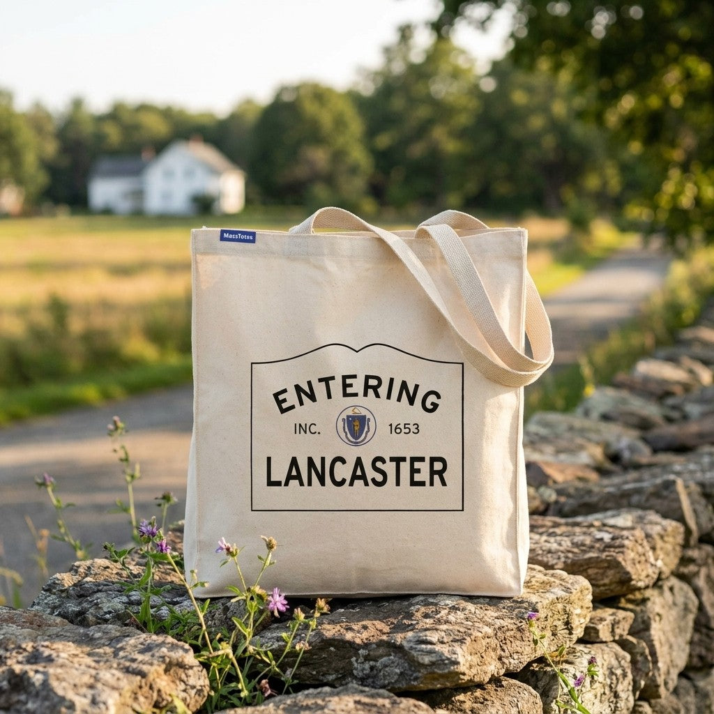 Entering Lancaster, Massachusetts Canvas Tote Bag - Outdoor In-Situ View - Scenic Atmosphere